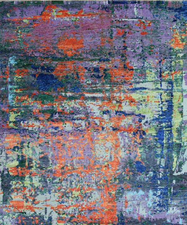 Modern Aidian Wool Silk Rug