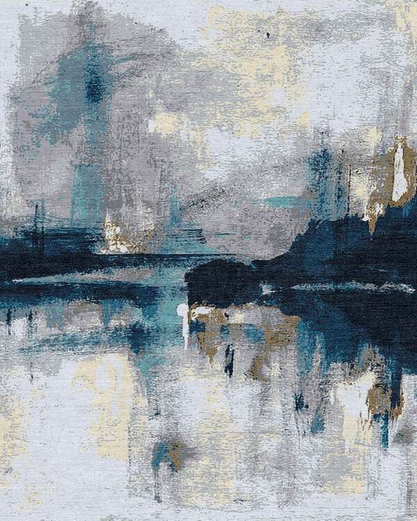 Modern Coyote Wool Silk Rug