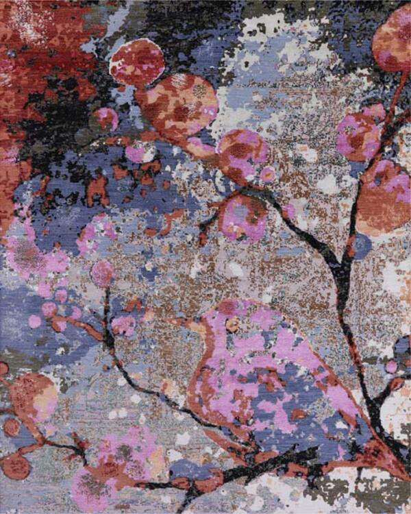 Modern Daisy Wool Silk Rug
