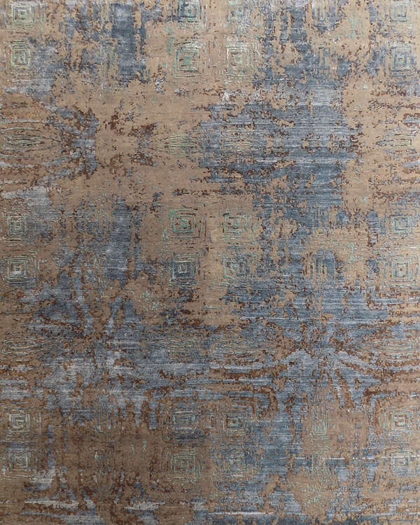Modern Diamond Wool Silk Rug