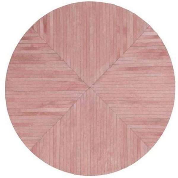 Simple Leather Fraker Round Rug