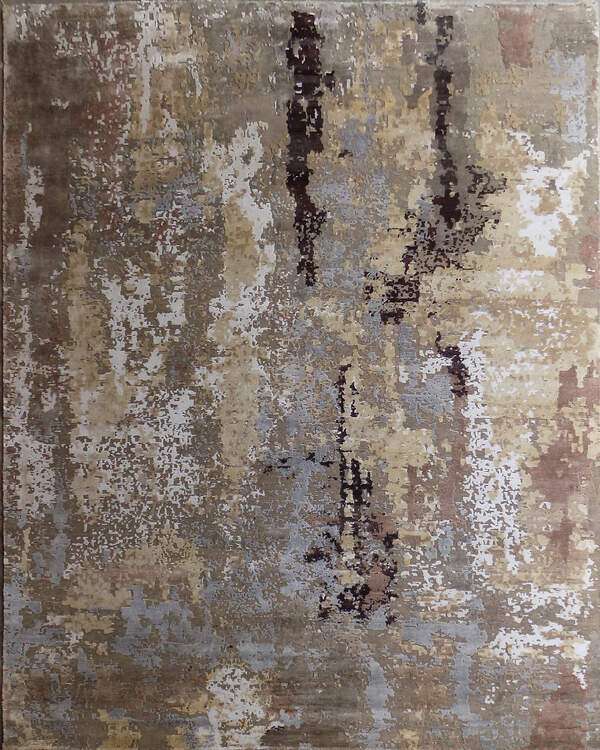 Modern Ginger Wool Silk Rug