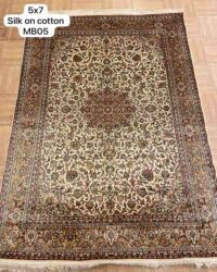 Prestigious old olivia oriental rug in size 5x7 feet in cream rust colour
