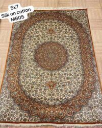 Prestigious old opal oriental rug in size 5x7 feet in cream rust colour