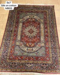 Prestigious old ophelia oriental rug in size 5x7 feet in red black colour