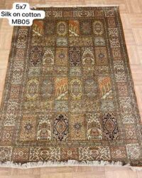 Prestigious old paislee oriental rug in size 5x7 feet in cream rust colour