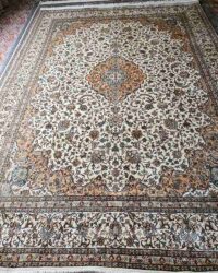 Prestigious old rivka oriental rug in size 8x10 feet in ivory rust colour
