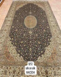 Prestigious old rosemary oriental rug in size 9x12 feet in black ivory colour