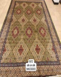 Old samantha oriental rug in size 9x12 feet made in silk on silk red ivory colour