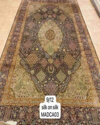 Old samira oriental rug in size 9x12 feet made in silk on silk ivory colour