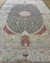 Prestigious old sienna oriental rug in size 12x18 feet in black ivory colour