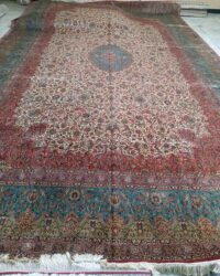 Prestigious old simone oriental rug in size 12x18 feet in cream blue red colour