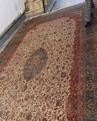 Prestigious old skye oriental rug in size 12x18 feet in cream blue colour