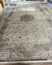 Prestigious old stephanie oriental rug in size 15x24 feet in cream blue colour