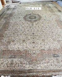 Prestigious old stormi oriental rug in size 15x25 feet in cream rust colour